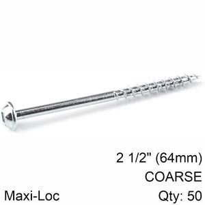 KREG Zinc Pocket Hole Screws 64mm 2.50' #8 Coarse Thread Mx Loc 50ct